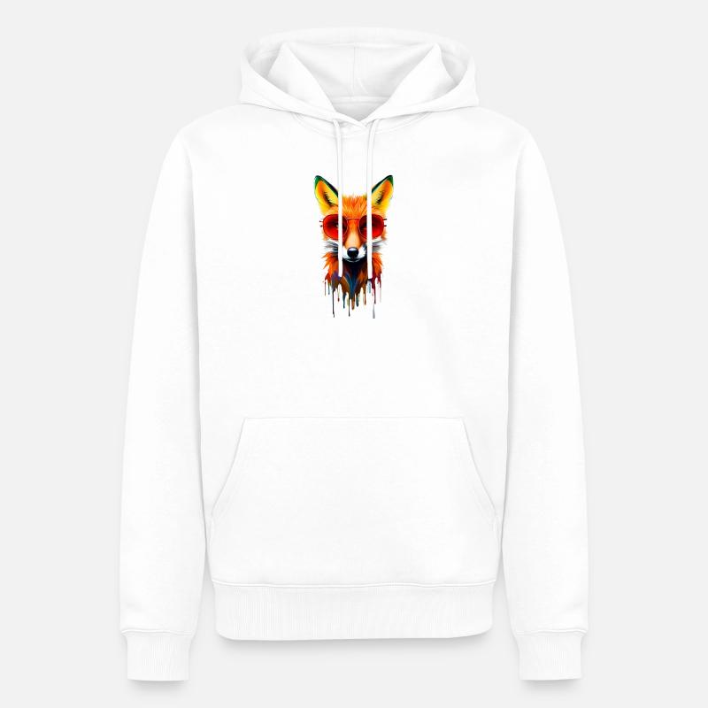 Neonfuchs mit roter Brille - Männer Premium Bio Hoodie - Weiß