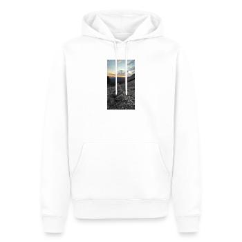 Sonnenuntergang in den Bergen - Männer Premium Bio Hoodie - Weiß - Vorne - Nico (187cm)