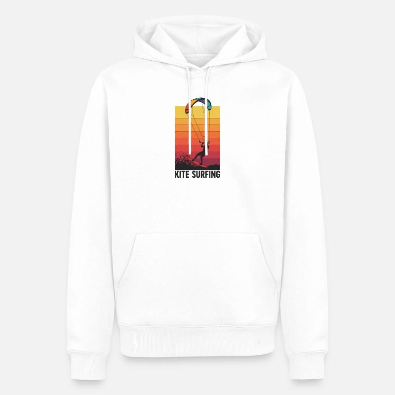 Kitesurfer Sunset Gradient - Männer Premium Bio Hoodie - Weiß