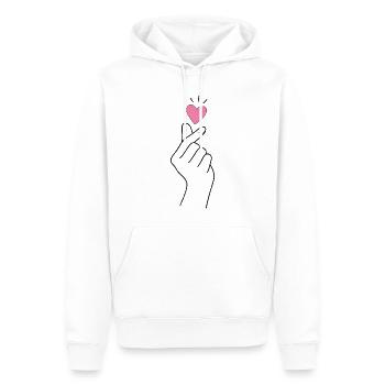 Cœur de doigt K-Pop - Sweat à capuche Premium bio Homme - blanc - Devant - Nico (187cm)
