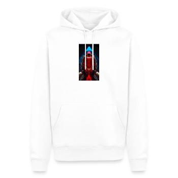 Roter Kristall RoboHände - Männer Premium Bio Hoodie - Weiß - Vorne - Nico (187cm)