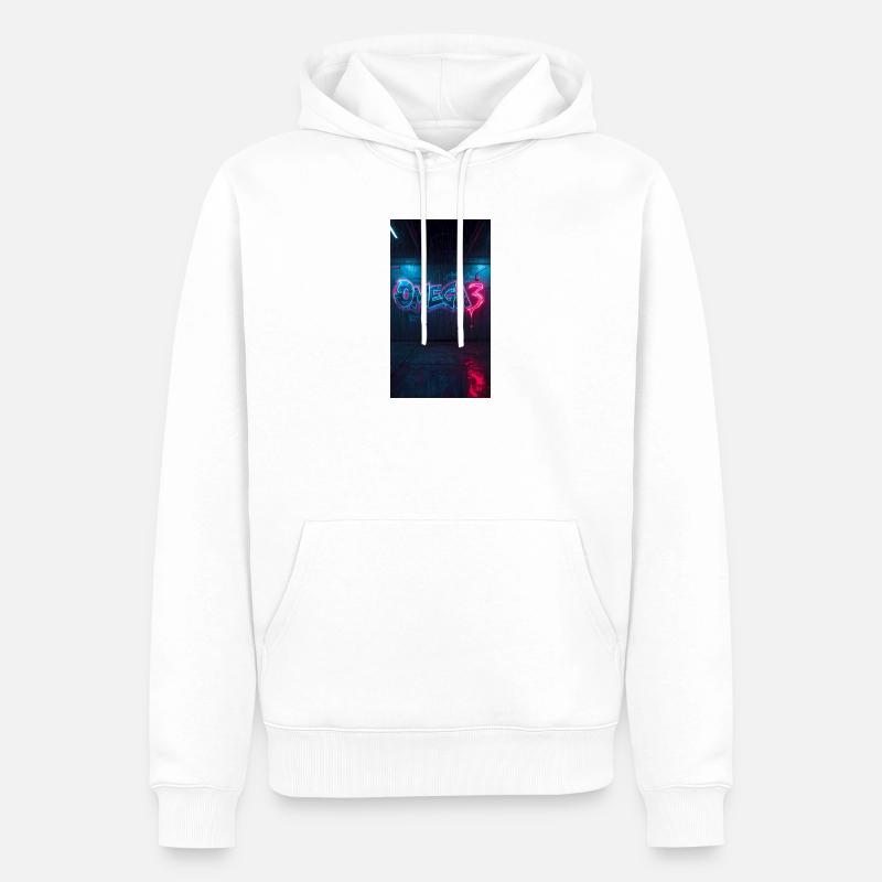 Omega3 Neon Graffiti - Männer Premium Bio Hoodie - Weiß