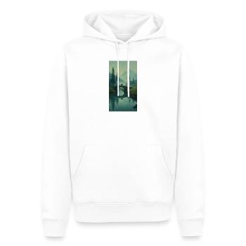 Black Cat at Stone Bridge – Conception zen asiatique - Sweat à capuche Premium bio Homme - blanc - Devant - Nico (187cm)
