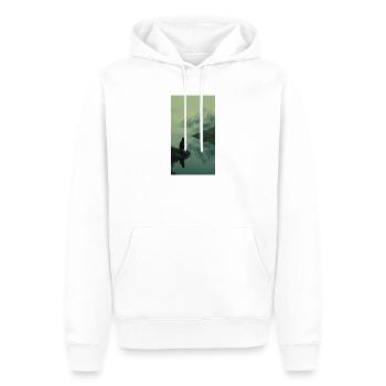 Black Cat at Mountain Lake – Asian Zen Design - Sweat à capuche Premium bio Homme - blanc - Devant - Nico (187cm)