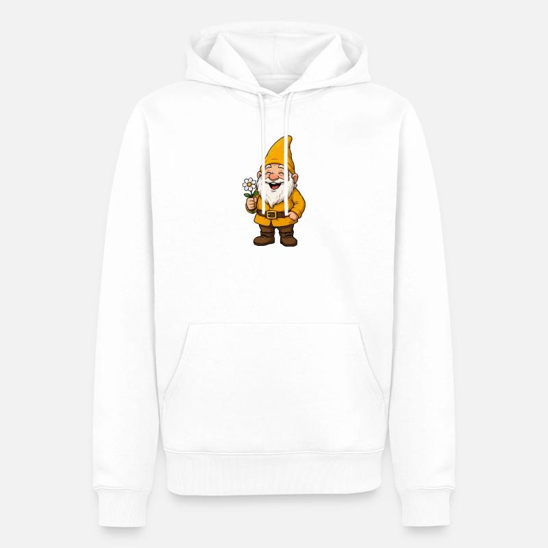 Nain fleur joyeux - Sweat à capuche Premium bio Homme - blanc