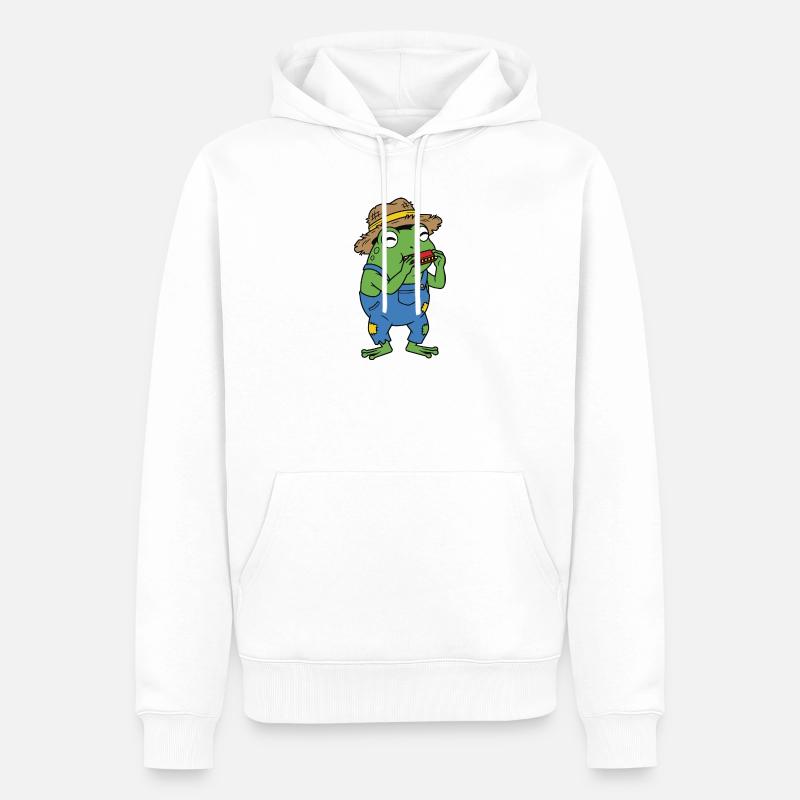 grenouille avec harmonica - Sweat à capuche Premium bio Homme - blanc