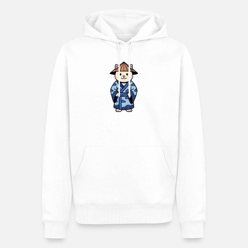 Chat de Chine mignon - Sweat à capuche Premium bio Homme - blanc