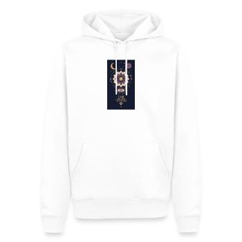 Mondmandala: Eins mit dem Universum - Männer Premium Bio Hoodie - Weiß - Vorne - Nico (187cm)