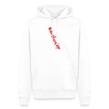 REVOLUTION (Red) - Männer Premium Bio Hoodie - Weiß - Vorne - Nico (187cm)