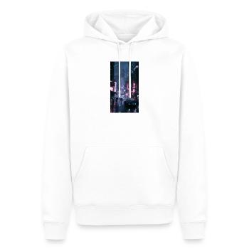 Neonregen-Stadt Neonlicht - Männer Premium Bio Hoodie - Weiß - Vorne - Nico (187cm)