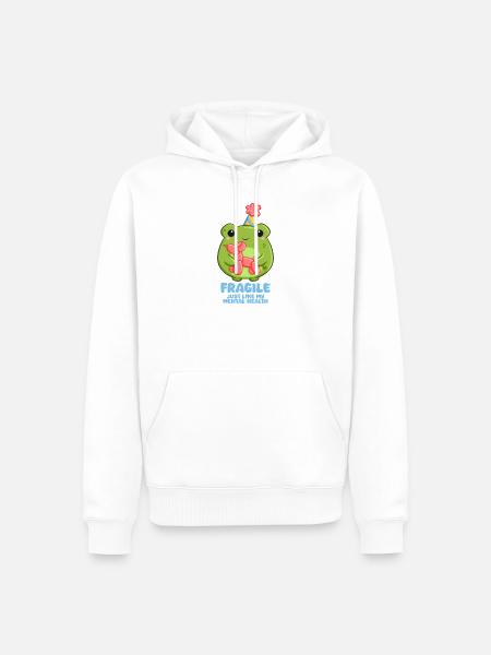 Achtung zerbrechlich Frosch mit Partyhut - Männer Premium Bio Hoodie - Weiß