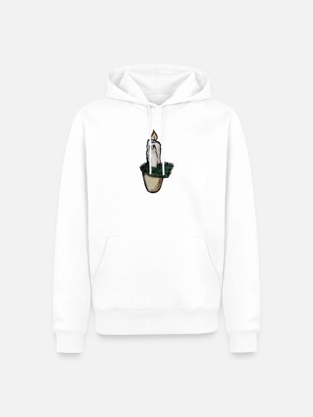 Schmelzende Kerze auf Kiefernzweigen - Männer Premium Bio Hoodie - Weiß