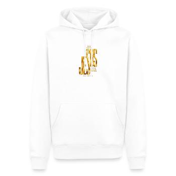 Der Name Jesus hat Kraft Jesus Geschenkidee - Männer Premium Bio Hoodie - Weiß - Vorne - Nico (187cm)