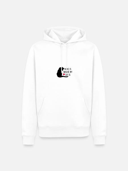 Cat - Men’s Premium Organic Hoodie - white
