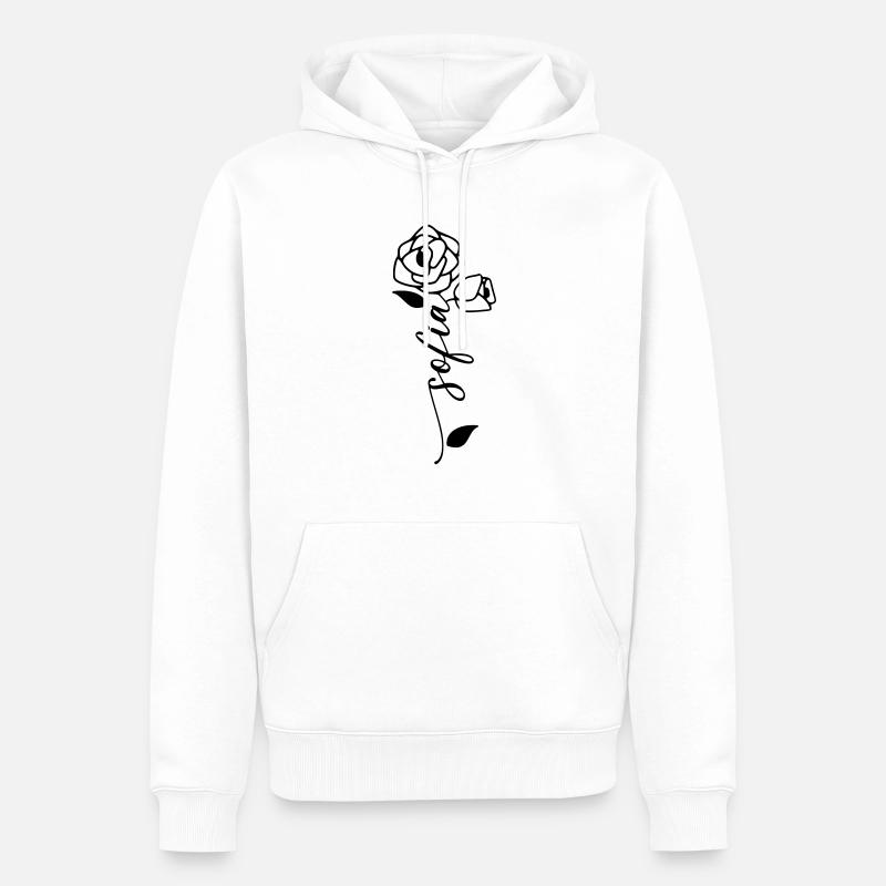 Sofia Nom Prénom Nom Fleur - Sweat à capuche Premium bio Homme - blanc