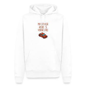 Mon autre tour est ton papa - Rouge - Sweat à capuche Premium bio Homme - blanc - Devant - Nico (187cm)