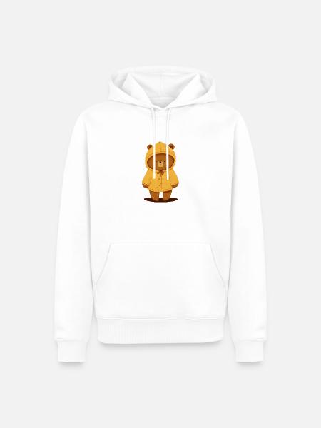 Kleiner brauner Bär - Männer Premium Bio Hoodie - Weiß