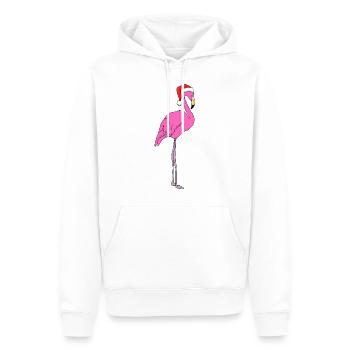 Flamant rose avec bonnet de Père Noël - Sweat à capuche Premium bio Homme - blanc - Devant - Nico (187cm)