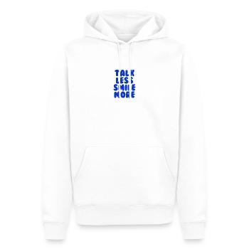 Parlez moins, souriez, plus de bleu - Sweat à capuche Premium bio Homme - blanc - Devant - Nico (187cm)