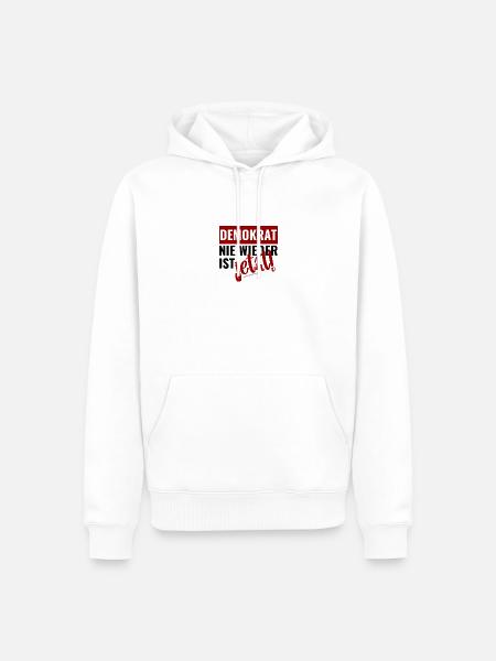 Mimikama Demokrat - Nie wieder ist jetzt - Männer Premium Bio Hoodie - Weiß