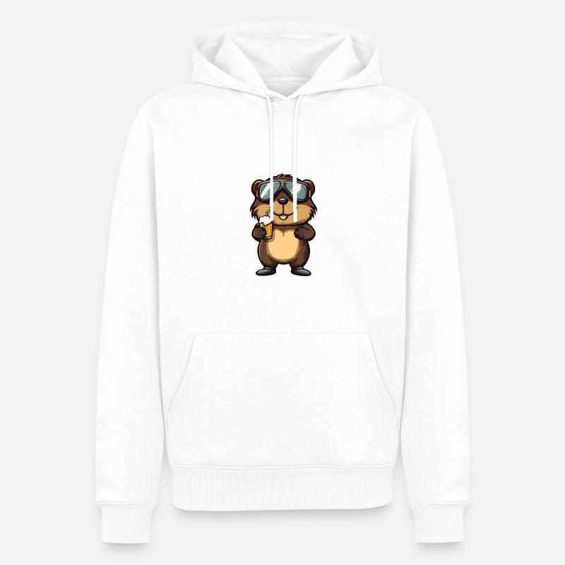 Bière Beaver Ski - Sweat à capuche Premium bio Homme - blanc