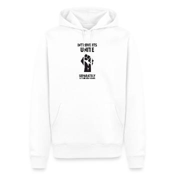 Les introvertis s’unissent - séparément dans vos propres maisons - Sweat à capuche Premium bio Homme - blanc - Devant - Nico (187cm)