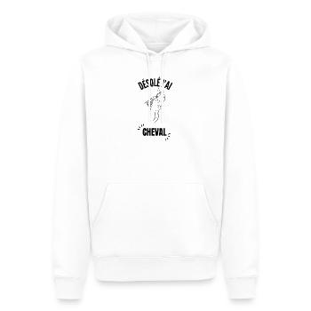 Silhouette cheval linéaire - Sweat à capuche Premium bio Homme - blanc - Devant - Nico (187cm)