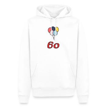 60. 60 ANS. 60e ANNIVERSAIRE. ANNIVERSAIRE 60 ANS. - Sweat à capuche Premium bio Homme - blanc - Devant - Nico (187cm)