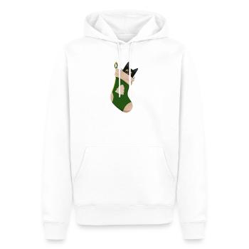 Chat en botte verte - Sweat à capuche Premium bio Homme - blanc - Devant - Nico (187cm)