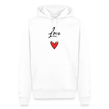 ICH LIEBE DICH. ICH LIEBE DICH. LIEBE. PAAR. GERADE VERHEIRATET. - Männer Premium Bio Hoodie - Weiß - Vorne - Nico (187cm)