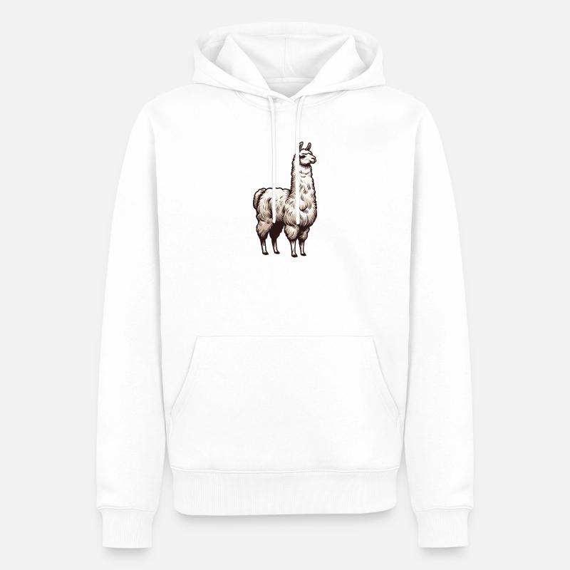 Lama blanc - Sweat à capuche Premium bio Homme - blanc