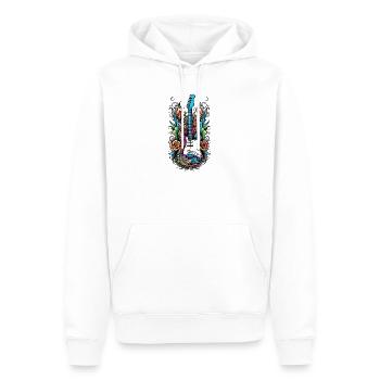 Guitare dans le style tatouage coloré - Sweat à capuche Premium bio Homme - blanc - Devant - Nico (187cm)