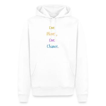 one_planet_one_chance - Männer Premium Bio Hoodie - Weiß - Vorne - Nico (187cm)
