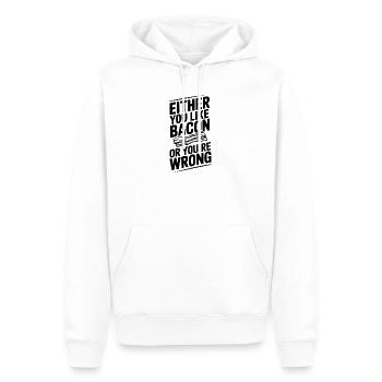 Soit vous aimez le bacon, soit vous avez tort - Sweat à capuche Premium bio Homme - blanc - Devant - Nico (187cm)