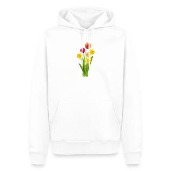 Bunte Tulpen und Osterglocken als Frühlingsgruß - Männer Premium Bio Hoodie - Weiß - Vorne - Nico (187cm)