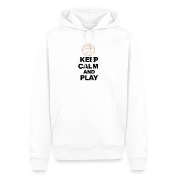 RESTEZ CALMES ET JOUEZ AU BASKET, FANS DE BB GIFT - Sweat à capuche Premium bio Homme - blanc - Devant - Nico (187cm)