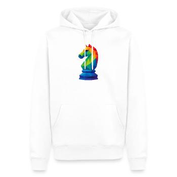 Low-Poly Rider: Tactical Mastery - Men’s Premium Organic Hoodie - white - Front - Nico (187cm)
