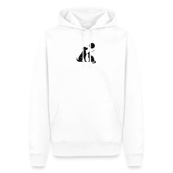 Silhouette de chien chat nocturne au clair de lune - Sweat à capuche Premium bio Homme - blanc - Devant - Nico (187cm)