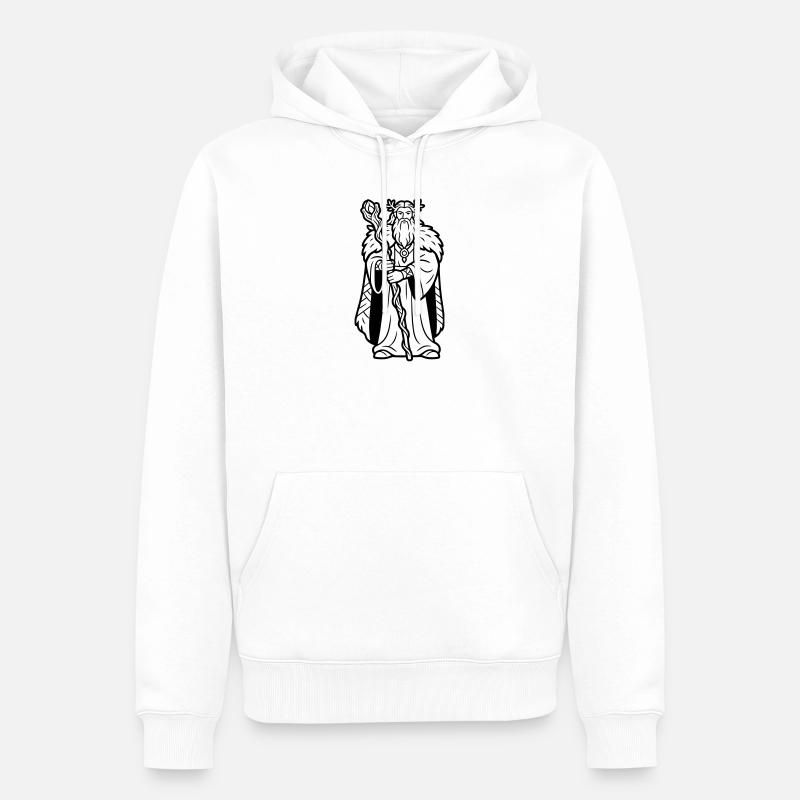 Druide - Sweat à capuche Premium bio Homme - blanc