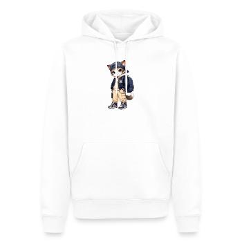 Cat streetwear blue hood - Men’s Premium Organic Hoodie - white - Front - Nico (187cm)