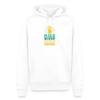 Serveur Barman Barchef - Sweat à capuche Premium bio Homme - blanc - Devant - Nico (187cm)
