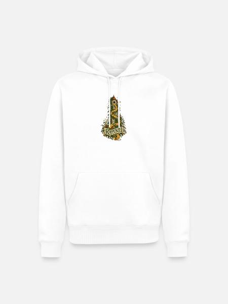 Rapunzel Turm und goldenes Haar - Männer Premium Bio Hoodie - Weiß