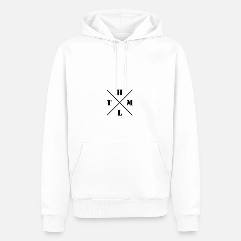 HTML Logo - Männer Premium Bio Hoodie - Weiß