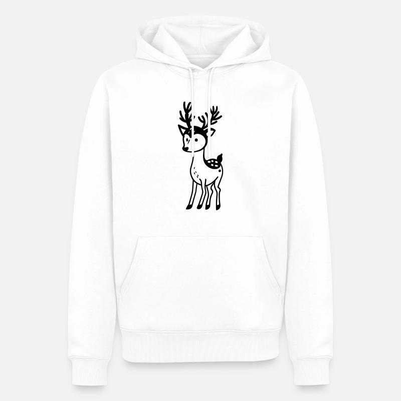 Cerf - Sweat à capuche Premium bio Homme - blanc