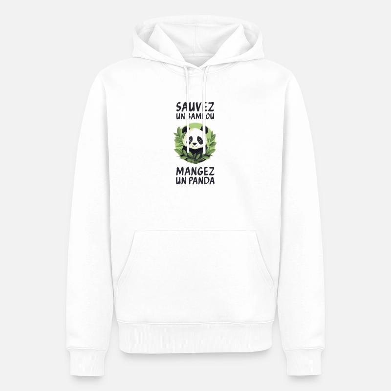 Rette einen Bambus, iss einen Panda. - Männer Premium Bio Hoodie - Weiß