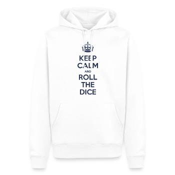 Keep calm and roll the dice - Sweat à capuche Premium bio Homme - blanc - Devant - Nico (187cm)