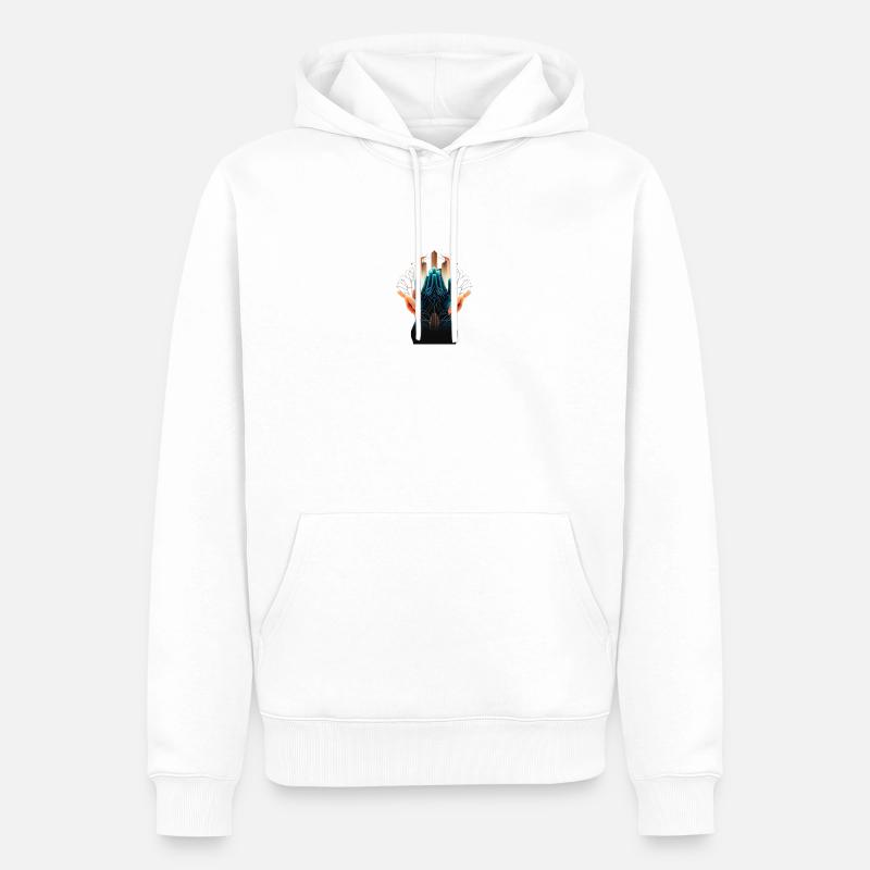 Main 3 - Sweat à capuche Premium bio Homme - blanc