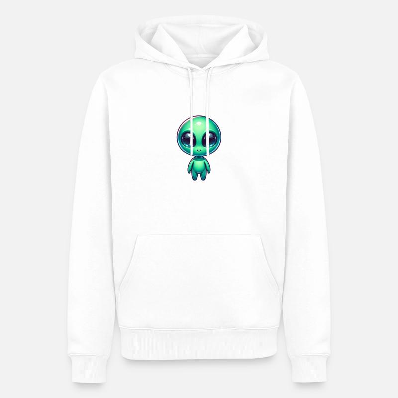Freundliches grünes Marsmännchen oder Marsianer - Männer Premium Bio Hoodie - Weiß