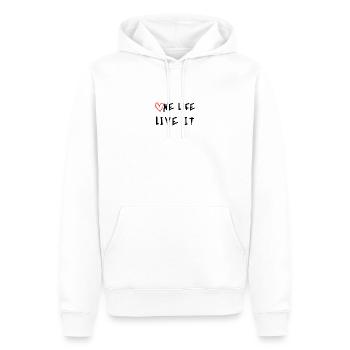 One life Live It - Sweat à capuche Premium bio Homme - blanc - Devant - Nico (187cm)