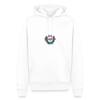 L’équipe de Barcelone 2025 - Sweat à capuche Premium bio Homme - blanc - Devant - Nico (187cm)